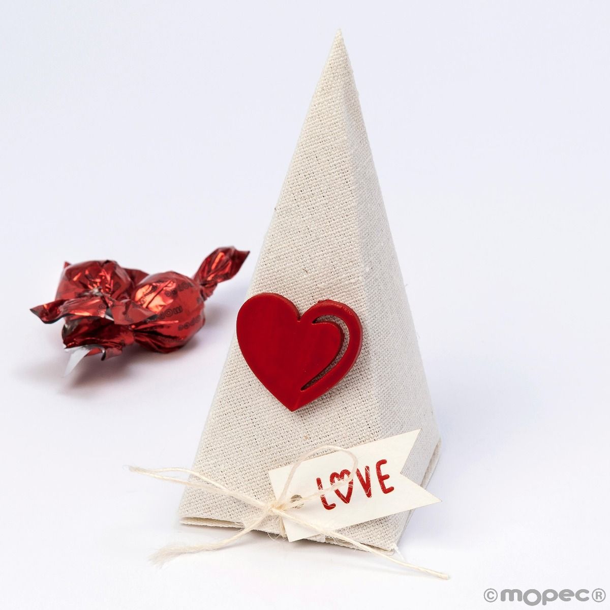 Boite Pyramidale Avec 5 Croki Choc Carte D Amour Coeur Rouge Mopec Mopec