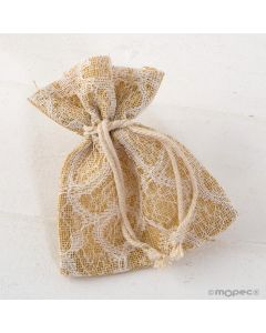 Ivory burlap bag 10x12,5cm