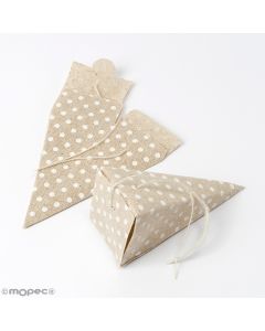 Beige pyramid box with dots 5x11x5cm