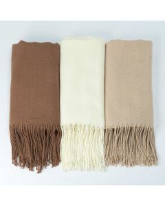 Pashmina marrone, avorio e beige 180x70cm.