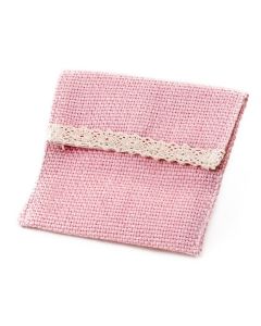 Sachet rose avec velcro 11x8,5cm.