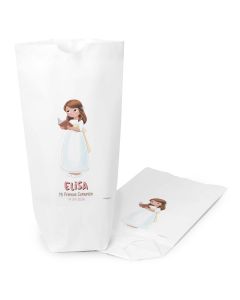 Sac en papier blanc communion fille bible 12x21X5cm.