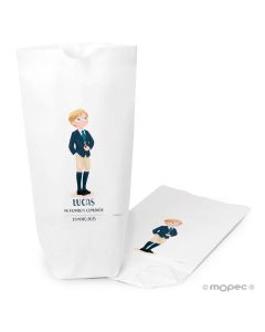 Bolsa papel blanco Comunión niño pantalón corto, min.25