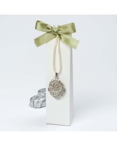 Coffret avec pendentif strass noeud vert et 2 chocolats