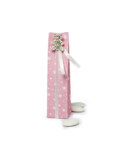 Box of pink stars, bear brooch strass  3 chocolates