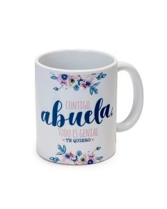 Taza cerámica Contigo Abuela en caja regalo