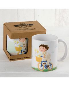 Taza cerámica niña Comunión en bici con caja regalo