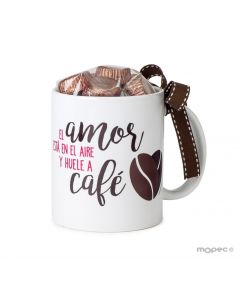 Tasse en céramique 6 chocolats El Amor...Huele a Café dans boîte cadeau