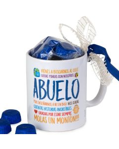 Taza cerámica Abuelo molas un montón.. con 6 bombones, disponible en varios idiomas