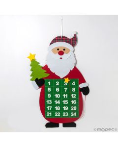 Calendario de adviento de fieltro Papa Noel 52x71cm.