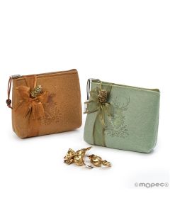 Borsa in feltro verde e marrone 7 croki-choc, asst.2