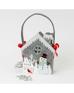 Panier feutre maison gris avec bonhomme de neige 20minifruit