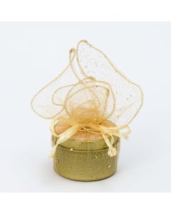 Vela metálica aroma jazmín pañuelo dorado Ø6x4cm min 6