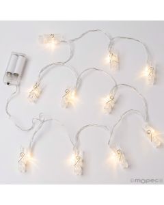 Guirlande Led avec 10 leds et pinces à linge 160cm.