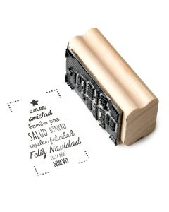 Sello rectangular Árbol de los deseos navideño varios idiomas