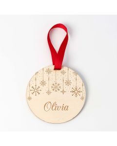 Colgantes personalizados de madera copos de nieve 9cm.