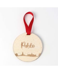 Colgantes personalizados de madera pueblo nevado 9cm