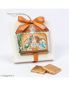 Coffret 2 chocolats pendentif en bois Naissance Pit & Pita