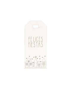 White card perforated windows Felices Fiestas 3.2x7cm. min 24.