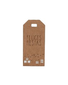 Card kraft perforated windows Felices Fiestas 3.2x7cm. min 24