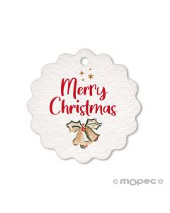 Merry Christmas Bell flower tag 4cm. (pricex28u.)