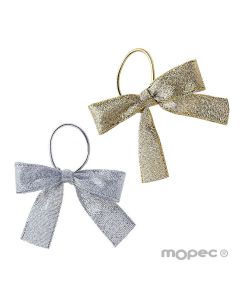 Lame bows in gold and silver colors 15mm + elastic, 24pcs.