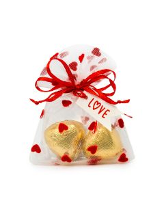 Sachet coeurs et carte Love avec 2 cora-choc