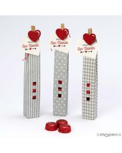 Astuccio 6 cioccolatini con clip e card Feliz San Valentín