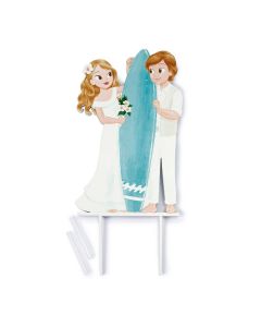 Surf wedding couple cake topper 18cm.