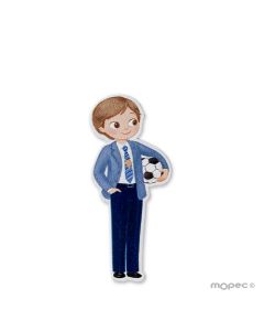 Figura 2D adhesiva niño Comunión con pelota 5,5cm. min10