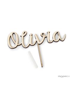 Cake topper madera personalizado 1 nombre 18cm,aprox