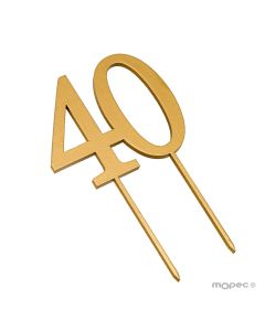 Cake topper 40 en color dorado 12x17cm.