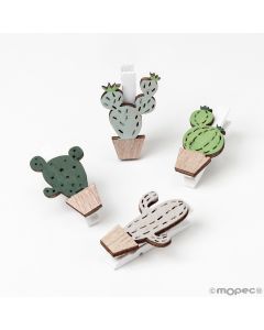 Molletta in legno cactus 4 modelli assort 2,5x3,7cm.