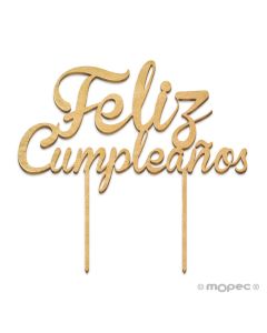 Cake topper de madera, Feliz Cumpleaños 13x21cm