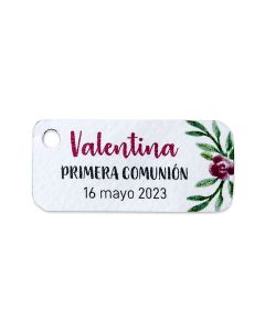 Tarjeta con agujero flor acuarela 3,7x1,7cm(preciox77u)min77