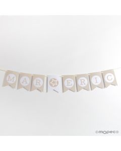 Decorative flag letter beige 13x19cm