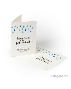 Tarjeta Lágrimas de Felicidad 5,2x7,4cm.1hj=8u, min.5hj disponible en varios idiomas