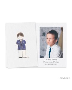 Photoframe communion boy blue jacket