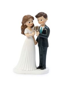 Cake topper couple toasting groom DARK 19,5 x 11,8. cm.