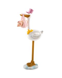 Figura pastel Pita cigueña gorro rosa 22cm. 