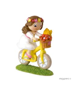 Figura pastel niña Comunión en bici 13,5cm.