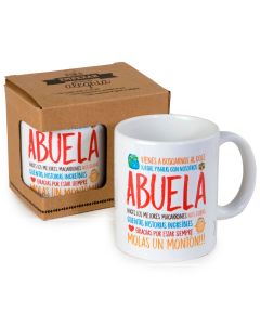 Taza cerámica Abuela Molas en caja regalo, disponible en varios idiomas