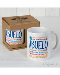 Taza cerámica Abuelo Molas en caja regalo, disponible en varios idiomas