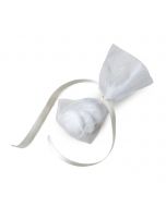 3 Chocolate dragees decorated with ivory satin ribbon