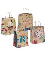 Sacs cadeaux kraft assortis 35cm (avec poignées)