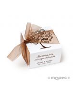 Tree of life squared paper box 6x4x6cm with 3 chocolates