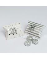 Box 9cm stripes / dots silver 3 chocolates 25th wedding anniversary.