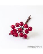 Pomos de 12 frutos rojos navideños para decoración