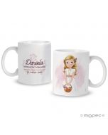 Tasse céramique Primera Comunión Fleurs fille panier