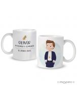 Ceramic mug First Communion boy hands in pockets available in several languages